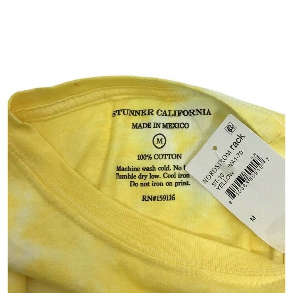 Stunner California Womens Top Crop Cotton Crew Neck Tie Dye Yellow M Medium NWT - Picture 3 of 3